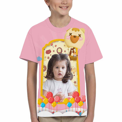 Custom Face Pink Kid's All Over Print T-shirt