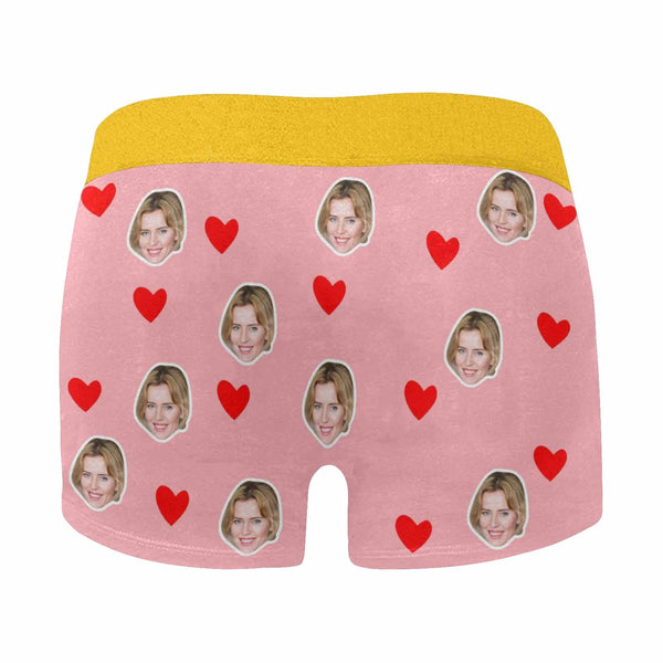 Custom Face & Text Men's All Over Print Boxer Briefs Personalized Love Heart Underwear