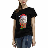 Custom Face Pet With Christmas Scarf Tee Put Your Photo on Shirt Unique Design Women's All Over Print T-shirt