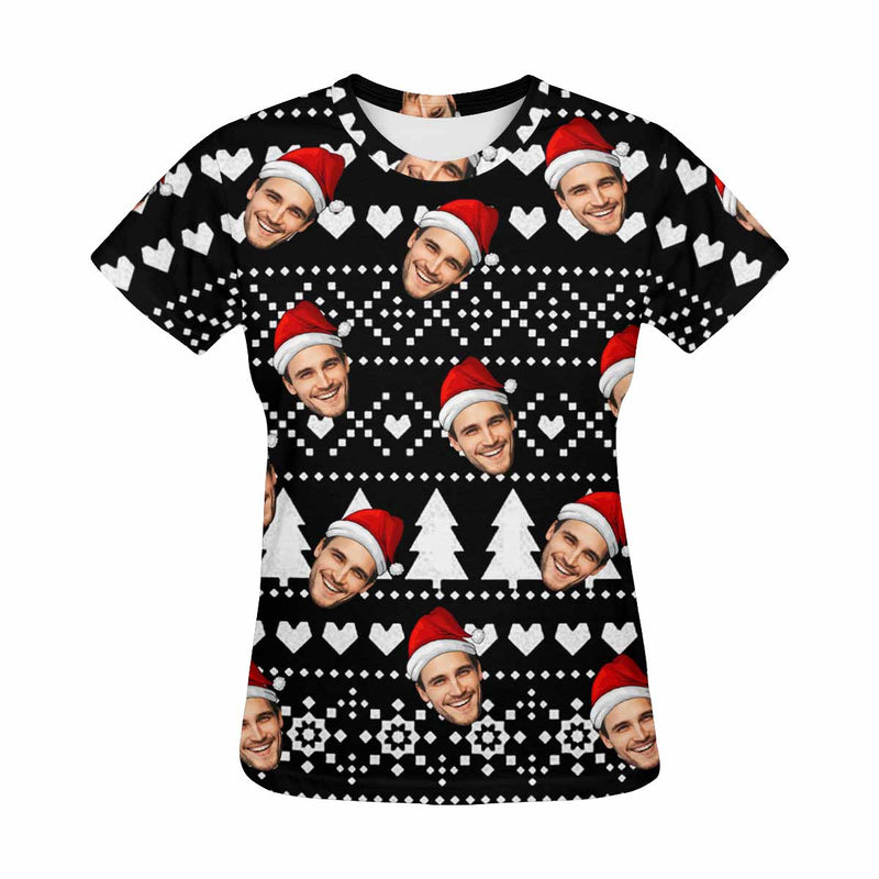 Custom Face Happy Christmas Women's All Over Print T-shirt