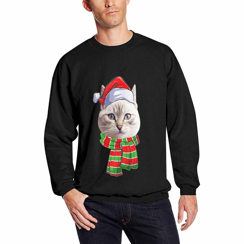 Personalized Pet&Scarf Sweater With Face, Custom Photo Men's All Over Print Crewneck Sweatshirt