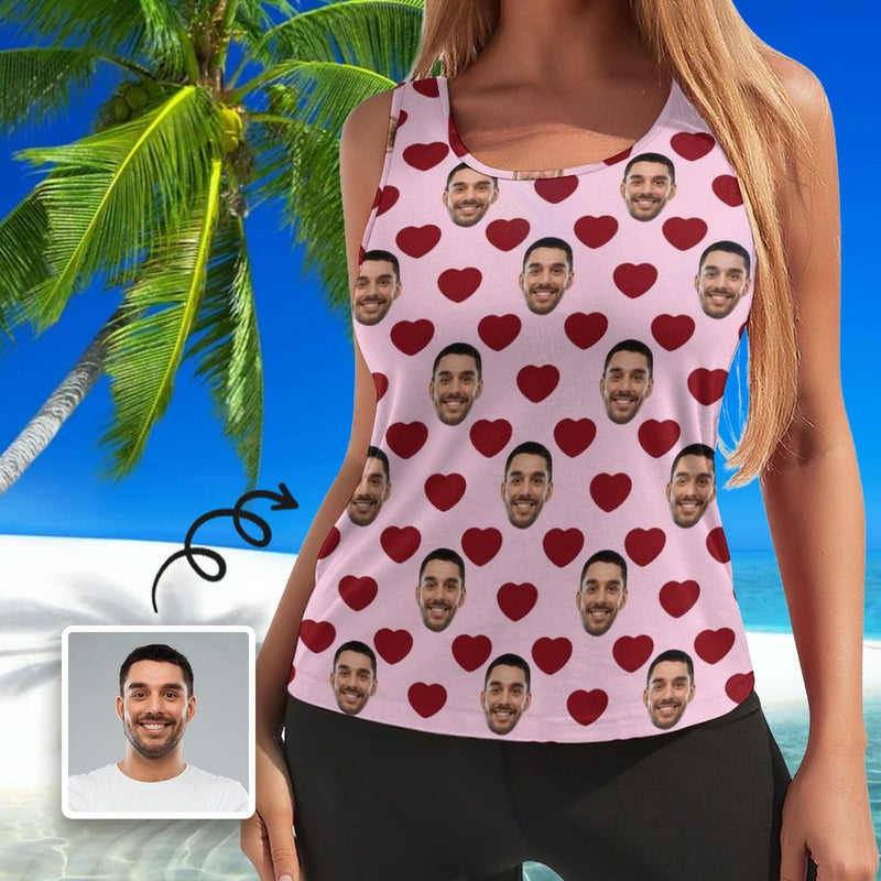 Custom Face Tops Design Small Heart Women's Racerback Yoga Tank Top –  Custom Face Shirt