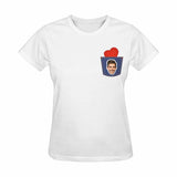 Custom Face Denim Red Love Women's All Over Print T-shirt