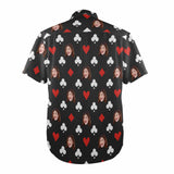 Custom Face Poker Pattern Print Men's Crinkle Thin Hawaiian Shirt