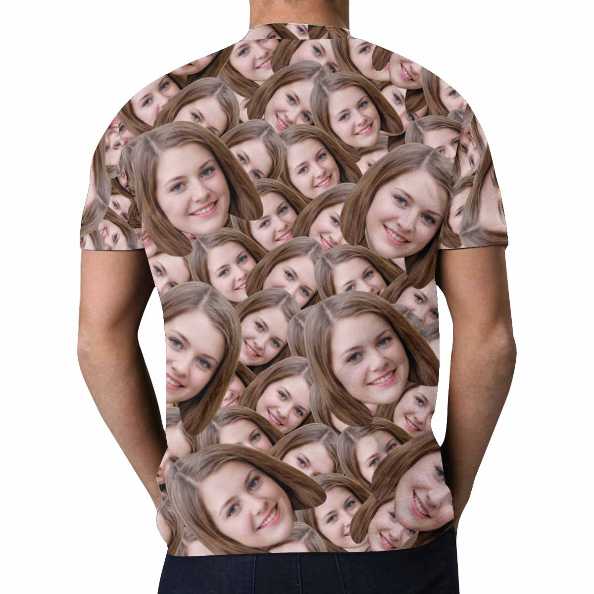 Custom Face Cute Girlfriend Seamless Tee Put Your Photo on Shirt Unique Design Men's All Over Print T-shirt