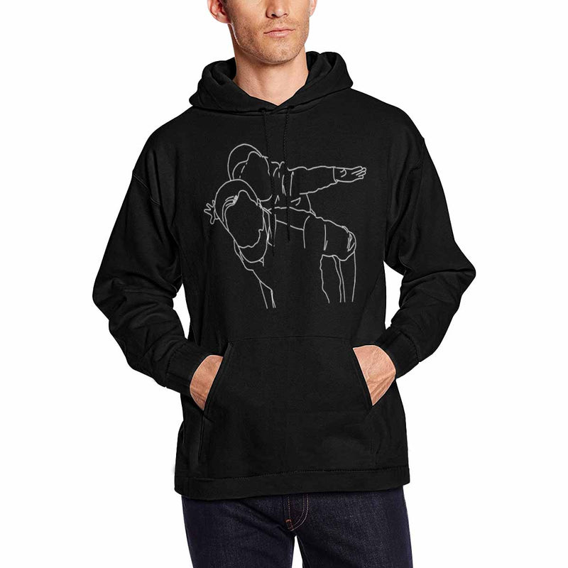 Custom Portrait Outline Shirt, Line Art Photo Shirt For Male, Custom Men's All Over Print Hoodie, Photo Outline Outfit For Father And Son