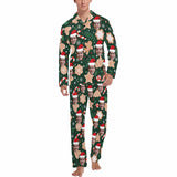 Custom Face Pajamas Cookie Green Sleepwear Personalized Men's Long Pajama Set