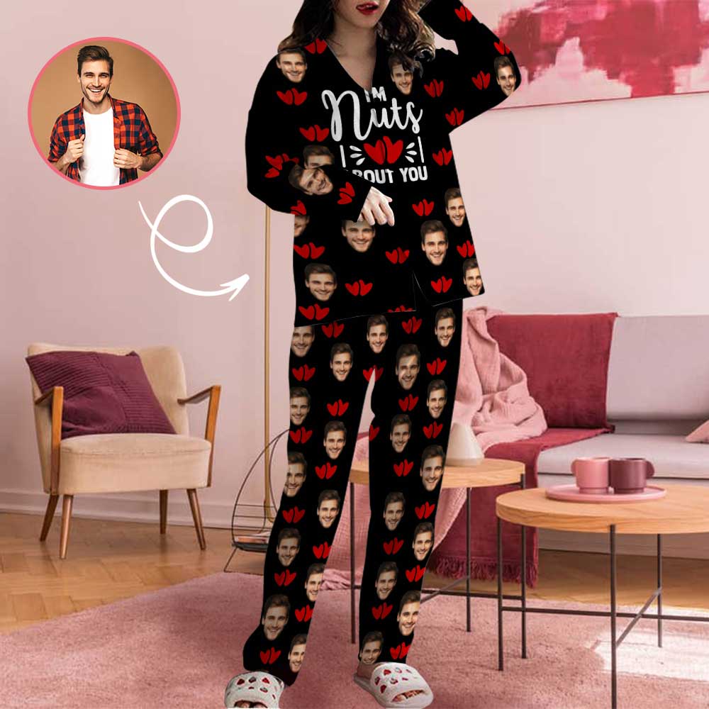 Custom Face I'm Nuts About You Women's Long Pajama Set