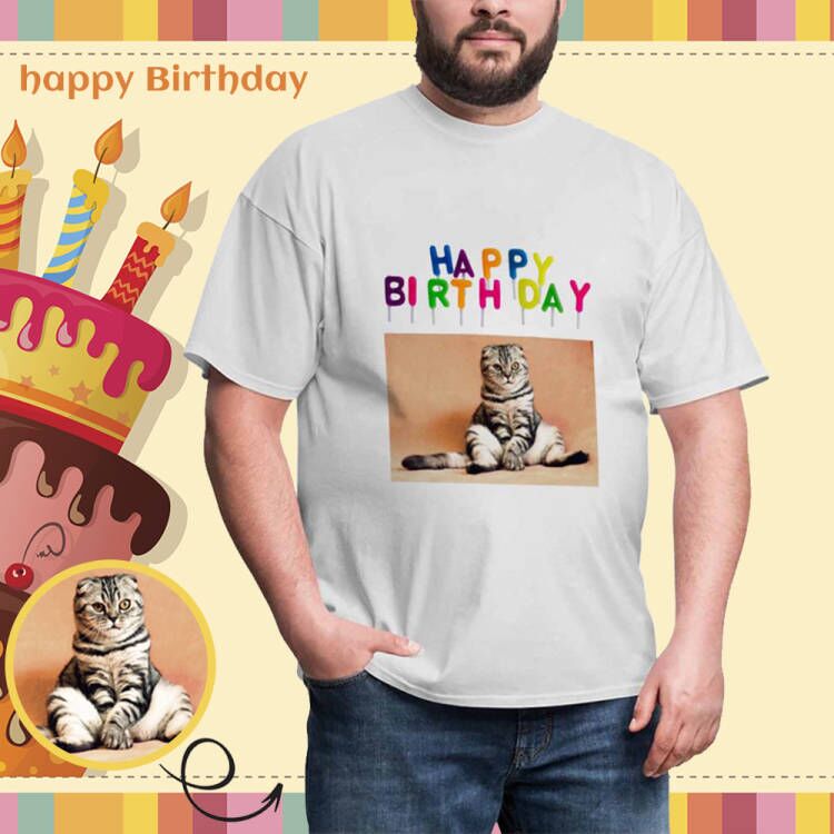 Custom Photo Happy Birthday Tee Put Your Photo on Shirt Unique Design Men's All Over Print T-shirt