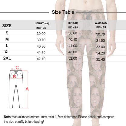 Custom Face Black Sleepwear Personalized Men's Slumber Party Long Pajama Pants