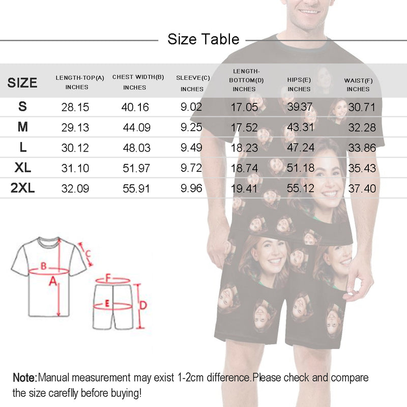 Personalized Face Christmas Pajamas For Men Sleepwear Custom Photo Men's Short Pajama