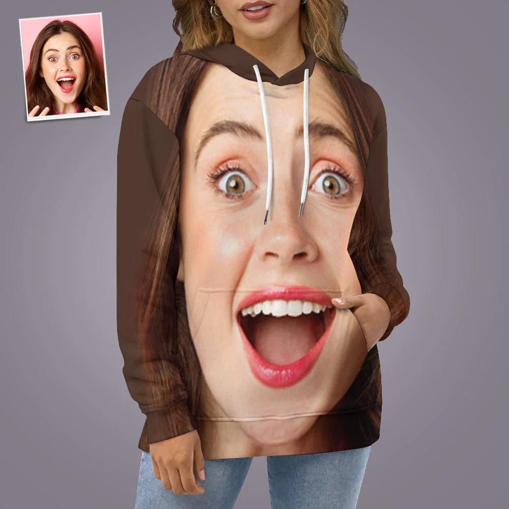 Custom Big Face Unisex Loose Hoodie Personalized Hooded Pullover Top