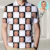 Custom Face Checkerboard Polo Shirt, Personalized Shirt for Men, Photo Men's All Over Print Polo Shirt