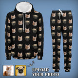 Personalized Unisex Hoodie&Sweatpant Set Custom Pet Faces Black Hoodie and Sweatpant