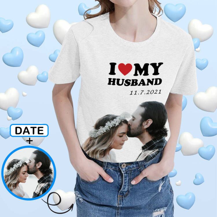 Custom Photo&Date I Love My Husband Women's All Over Print T-shirt