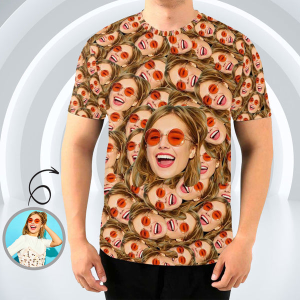 Custom Face Smile Tee Put Your Photo on Shirt Unique Design Men's All Over Print T-shirt
