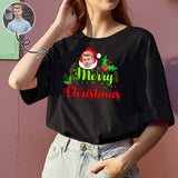 Custom Face Merry Christmas Tee Put Your Photo on Shirt Unique Design Women's All Over Print T-shirt