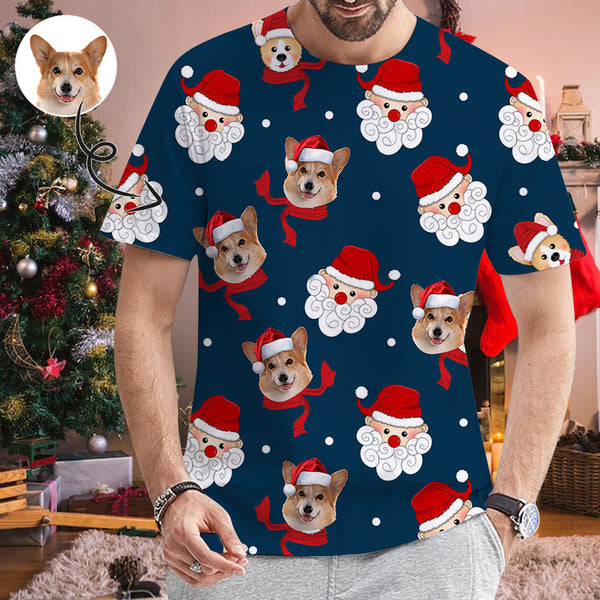 Custom Pet's Face Christmas Put Your Photo on Shirt Unique Design Men's All Over Print T-shirt