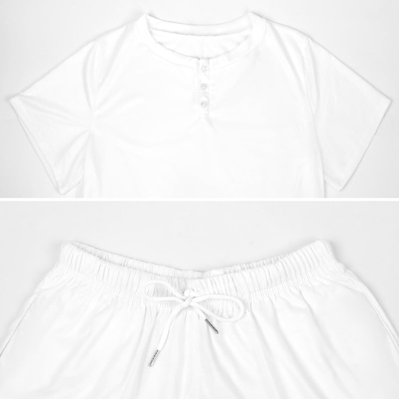 Custom Face Pet Footprint&Bone Print Pajama Set Women's Short Sleeve Top and Shorts Loungewear Athletic Tracksuits