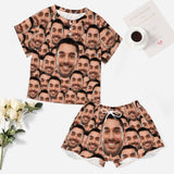 Custom Face Your Lover Print Pajama Set Women's Short Sleeve Top and Shorts Loungewear Athletic Tracksuits