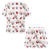 Custom Face  Various Love Heart Print Pajama Set Women's Short Sleeve Top and Shorts Loungewear Athletic Tracksuits
