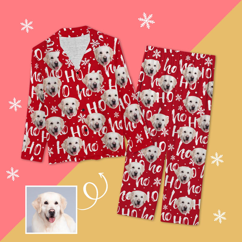 Custom Face Pajamas Ho Red Sleepwear Personalized Women's Long Pajama Set