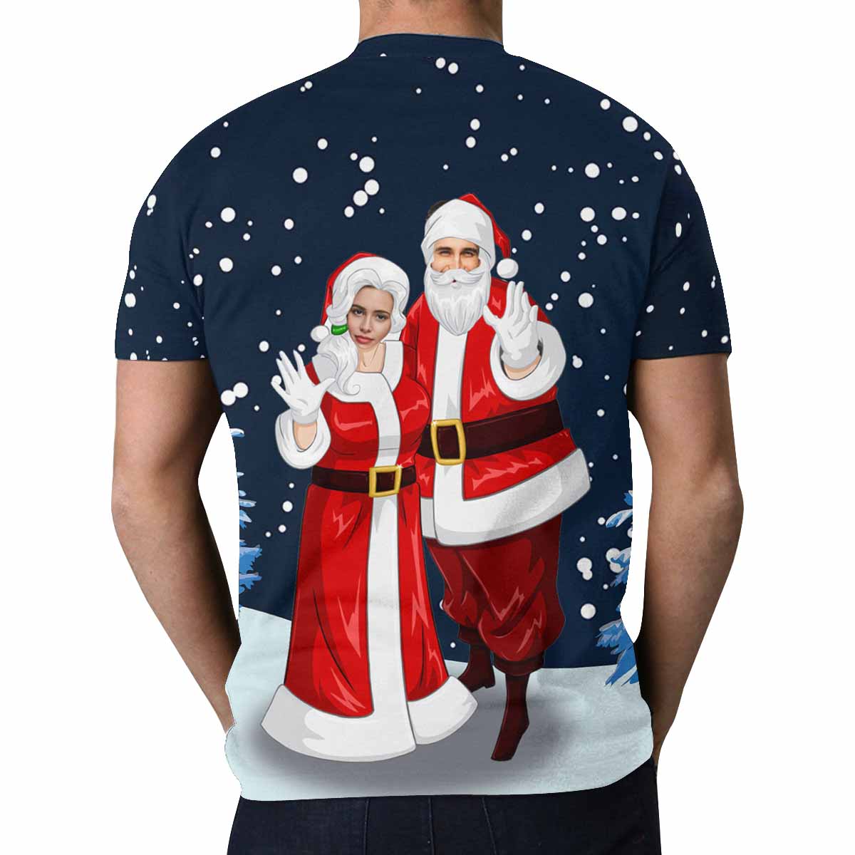 Custom Face Snow Santa Claus Christmas Tee Put Your Photo on Shirt Unique Design Men's All Over Print T-shirt