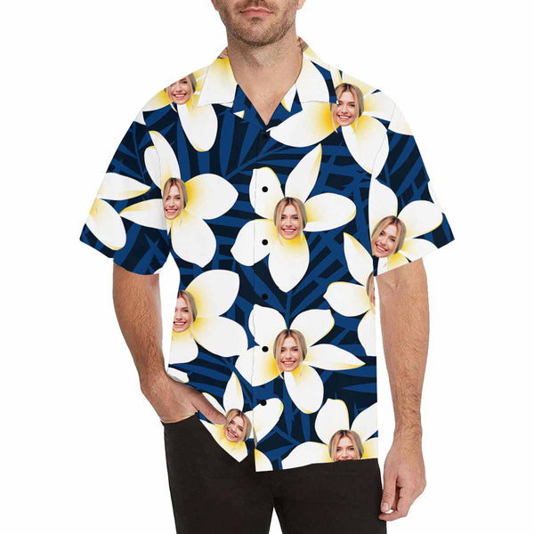 Custom Face Petal Men's All Over Print Hawaiian Shirt, Personalized Aloha Shirt With Photo Summer Beach Party As Gift for Vacation