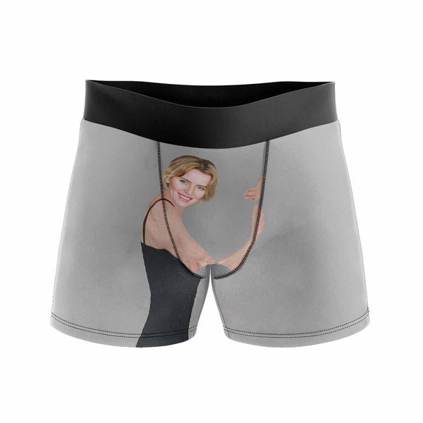 Custom Face Boxers Underwear Personalized Hug Grey Mens' All Over Print Boxer Briefs