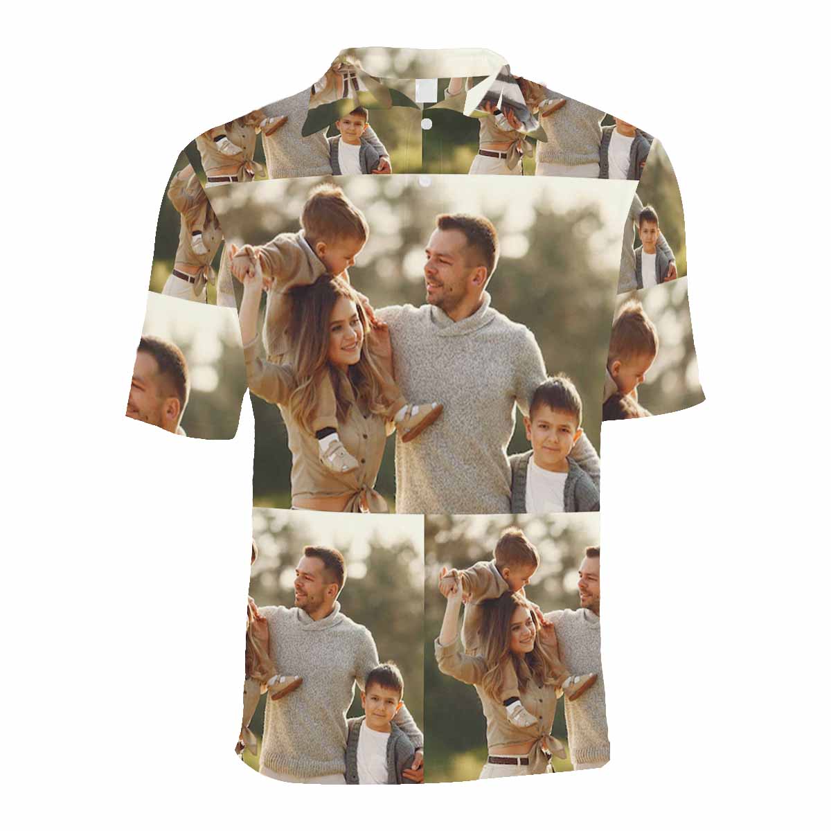 Custom Face Photomosaic Polo Shirt, Personalized Shirt for Men, Photo Men's All Over Print Polo Shirt