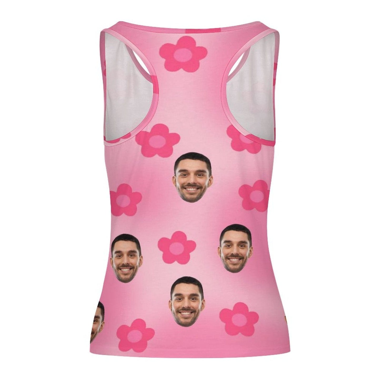 Custom Face Tops Pink Flower Women's Racerback Yoga Tank Top