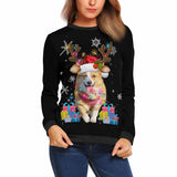 Custom Pet's Face Deer Women's All Over Print Crewneck Sweatshirt, Personalized Sweater With Photo