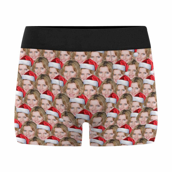 Custom Face Boxers Underwear Personalized Christmas Hat Mens' All Over Print Boxer Briefs