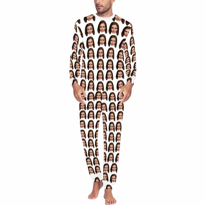 Custom Face Girlfriend Men's Long Pajama Set