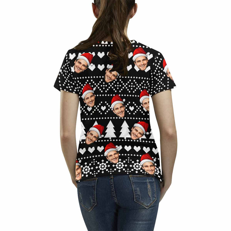 Custom Face Happy Christmas Women's All Over Print T-shirt