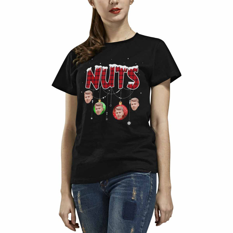 Custom Face Nuts&Lattern Tee Put Your Photo on Shirt Unique Design Women's All Over Print T-shirt