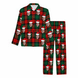 Custom Face Pajamas Red&Green Lattice Sleepwear Personalized Men's Long Pajama Set