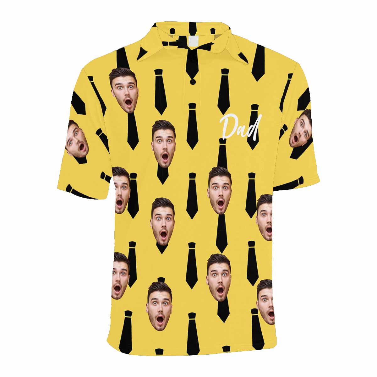 Custom Face Tie Print Yellow Men's All Over Print Polo Shirt