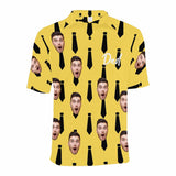 Custom Face Tie Print Yellow Men's All Over Print Polo Shirt