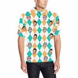 Custom Face Plaid Shirt Men's All Over Print Polo Shirt
