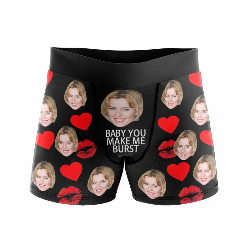 Custom Face Boxers Underwear Personalized Baby You Make Me Burst Mens' All Over Print Boxer Briefs