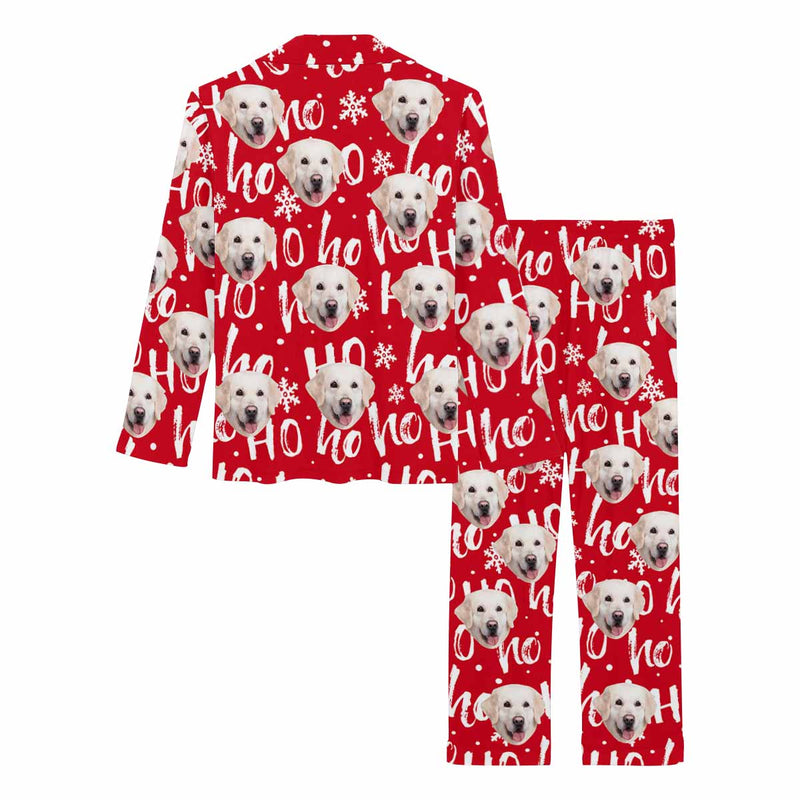 Custom Face Pajamas Ho Red Sleepwear Personalized Women's Long Pajama Set