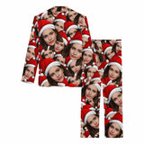 Custom Face Christmas Hat Seamless Head Women's Long Pajama Set