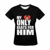 Custom Face My Heart Only Beats For Him Women's All Over Print T-shirt