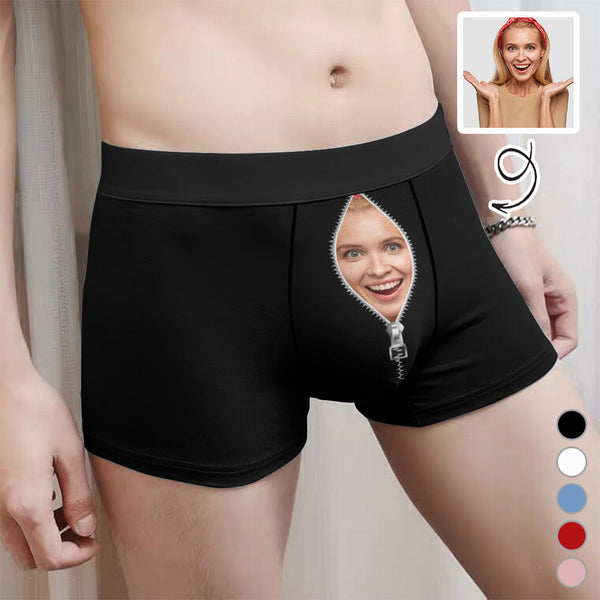 Personalized Men's Boxer Briefs Custom Zip Face Underwear for Boyfriend Husband Men Best Gift for Him