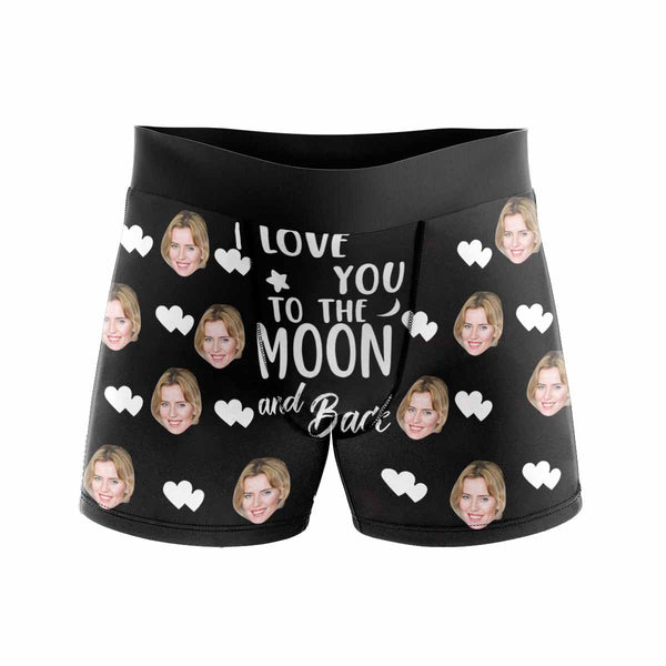 Custom Face Boxers Underwear Personalized I Love You The Moon Mens' All Over Print Boxer Briefs
