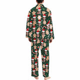 Custom Face Pajamas Cookie Green Sleepwear Personalized Men's Long Pajama Set