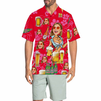 Custom Face Beer Men's All Over Print Hawaiian Shirt