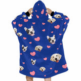 Custom Pet Face Blanket Hoodie Personalized Oversized Hoodie Fleece Blanket Warm Hoodie Dog Lover Gift