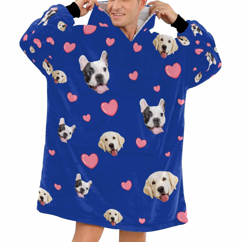 Wearable Blanket Custom Pet Face Blanket Hoodie Personalized Oversized Hoodie Fleece Blanket Warm Hoodie Dog Lover Gift